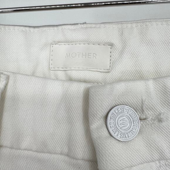Mother The Looker Crop in Glass Slipper Mid-Rise White Jeans Women's 25 - Picture 4 of 11